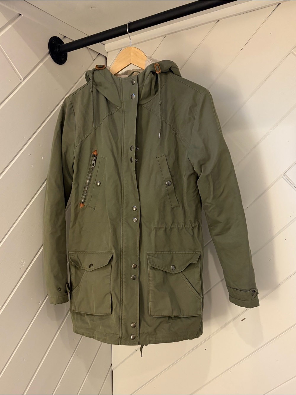 Volcom Olive Green Hooded Utility Parka